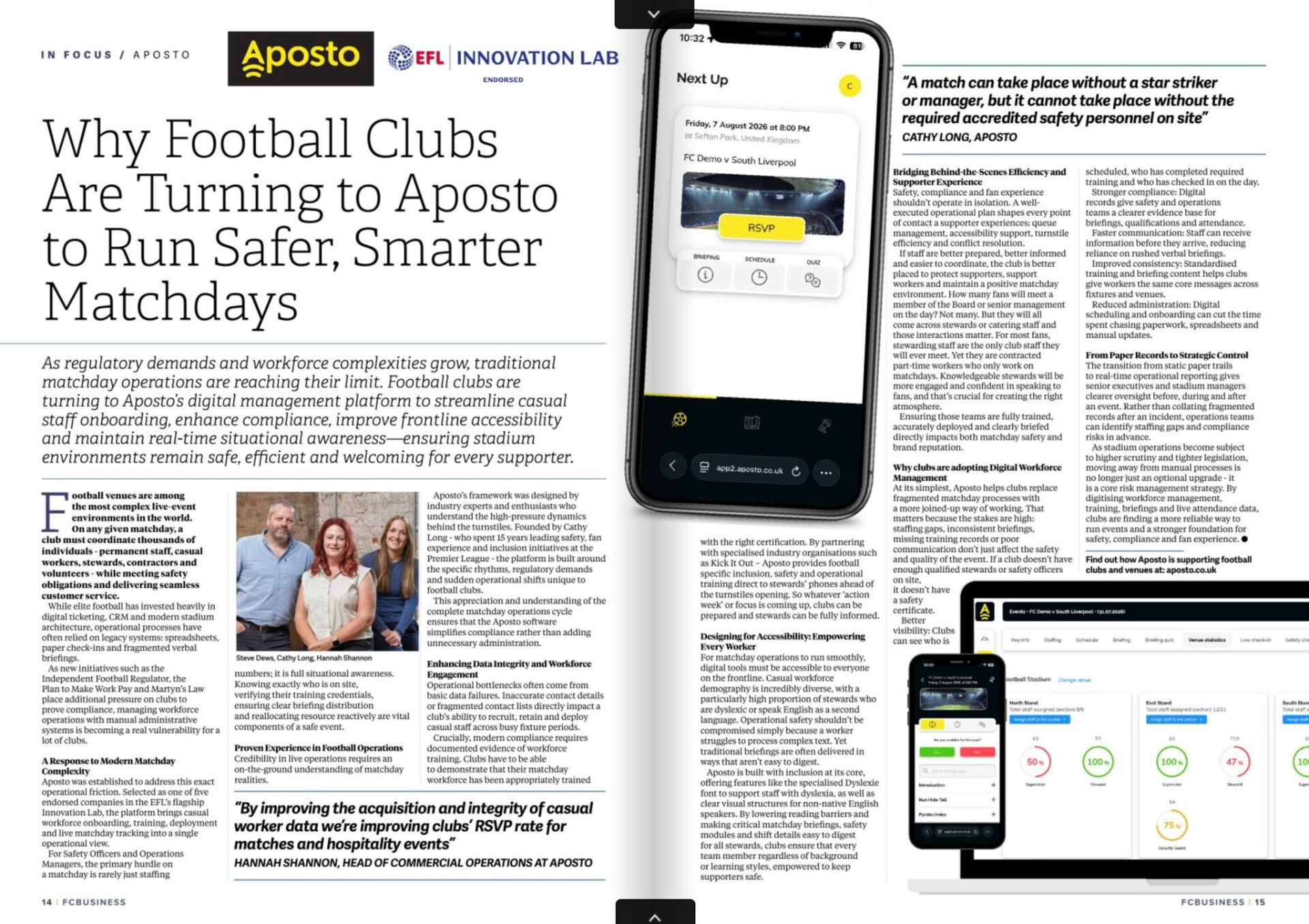 Aposto featured in FCBUSINESS: Why Football Clubs Are Turning to Aposto to Run Safer, Smarter Matchdays